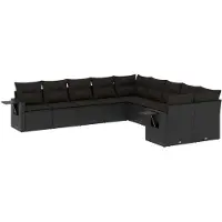 vidaXL 10-Cz. Uteset, Kuddfodral Svart Rotting Pe