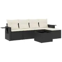 vidaXL Loungegrupp med dynor 6 delar svart konstrotting