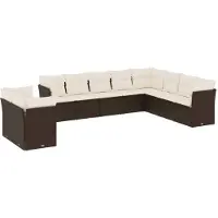 vidaXL Loungegrupp 10 delar med brun dynor konstrotting
