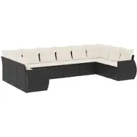 vidaXL Loungegrupp 10 delar med svarta dynor konstrotting