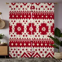 Household supplies MH 2 st HD Jul Nyår rutig dekorativ gardin Rött band digitaltryckt gardin Heminredningsstil Dekoration vardagsrum W52H63inchW132H160cm