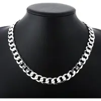 URMYLADY Jewelry Halsband i 925 sterlingsilver för män Klassisk 12 mm kedja 16-30 tum Fina modesmycken 70CM 28 inches