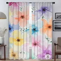 Household supplies MH Gardiner för vardagsrum Gardiner för rum 2 paneler Skönhet Blommor Heminredning Gardiner Persienner Avskärmning Halloweendekoration W50xH70cmx2pcs-CL