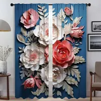 Household supplies MH Gardiner för vardagsrum Gardiner för rum 2 paneler 3D-blomma Halloween-dekoration Rullgardiner Persienner Heminredning Gardiner Avskärmning W50xH70cmx2pcs-CL