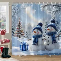 Household supplies MH Jul Snögubbe Duschdraperi Julgran Vinter Snö Julklapp Polyester Duschdraperier Badrumsinredning med Krokar 90x180cm