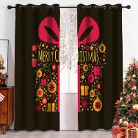 Yiran Furniture Julgardiner 3D Gyllene Julgran Älgdekor Solskyddsgardiner 2 Paneler Deluxe Vardagsrum Sovrum Heminredningsgardiner 100W130H(CM)40x51in&Grommet Top