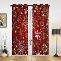 Household supplies MH Jul Vinter Snöflinga Röd Fönstergardiner Dekor För Hem Sovrum Kök Vardagsrum Prydnad Julklappar Navidad Gardiner 135W x 60H(cm) x1