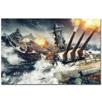 Redamancy Gallery World of Warships Bismarck Battleship Måla Canvas Poster HD-tryckt Väggkonstbilder Modernt vardagsrum Heminredning 70X100cm Unframed