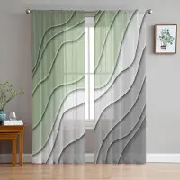 Household supplies MH Salviagrön Grå Gradient Skira Gardiner för Vardagsrumsdekoration Fönstergardiner för Kök Tyll Voile Organza Gardiner W135 x H115cm x2