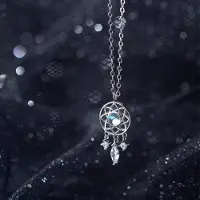 YIRAN Jewelry Månstens Drömfångare Kubisk Zirkonia 925 Sterling Silver Nyckelbenskedja Halsband För Kvinnor Bling Delikata Smycken black