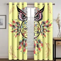 Yiran Furniture 3D Drömfångare Gardiner Djur Uggla Gardiner 2 Paneler Forntida Indisk Stil Vardagsrum Sovrum Balkong Kök Barnrum Dekor 50W130H(CM)x2&Grommet Top