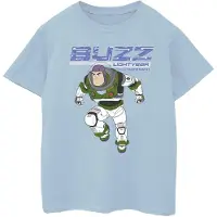 Disney Girls Lightyear Buzz Jump To Action Cotton T-Shirt (Baby Blue)