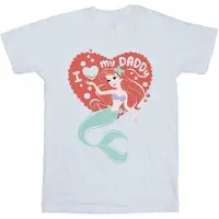 Disney Girls The Little Mermaid Love Daddy Cotton T-Shirt (White)