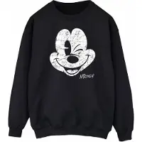 Disney Womens/Ladies Mickey Mouse Face Sweatshirt (Black)