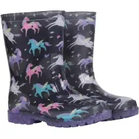 Mountain Warehouse Barn/Kids Splash Enhörning Och Regnbåge Ljus Upp Wellington Stövlar (Svart)