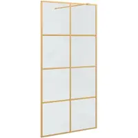 vidaXL Walk-in Duschvägg Guld 100 x 195 cm härdat glas
