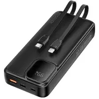 Essager Digital Display 20000mAh Powerbank med Type-C & Lightning-kablar - 22.5W - Svart