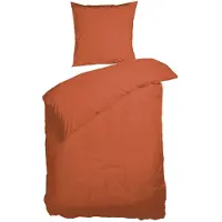 Nordisk tekstil Enfärgat sängkläder 140x200 cm - Brandt orange påslakanset - 100% GOTS ekologisk bomull - Kelly Uni Sienna - sänglinne