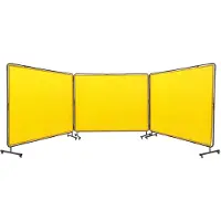 Vevor svetsskärm med ram, 6' x 8' 3-panels svetsgardinskärmar, flamskyddad vinylsvetsskyddsskärm på 12 svängbara hjul (6 låsbara), flyttbar och professionell för verkstad, gul