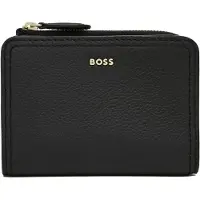 BOSS Grained-leather wallet with metallic logo lettering