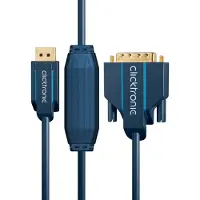 ClickTronic 70729, 2 m, DisplayPort, DVI, Guld, Blå, Kobber