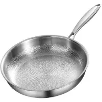 Mieshangle Titanium Stekpanna med Lock Repfri Stekpanna Non-Stick Hammrad Köksutrustning för Gas El Induktionsspisar Hälsosam Matlagning Essentiell A gray