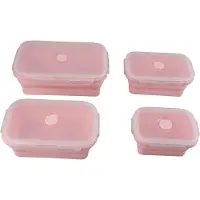 Cosy Homes 4 st Silikon Matförvaringsbehållare Bärbar Kök Vikbar Matlåda Måltidsbehållare för Män L(for 6.5-9kg) rosa