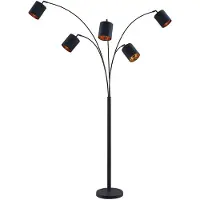 LINDBY golvlampa Abiram, svart/guld, textil, 70cm Abiram, Svart, Vardagsrum / matsal, Metall, Modern, Golvlampa