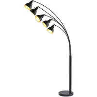LINDBY Lira 5 Golvlampa Black/Gold - Vardagsrum
