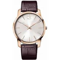 Calvin Klein City Series Klocka Kvartsverk Läderarmband Silverurtavla Herrklockor K2G21629 Regular Watch Box,Silver Dial Coffee Strap white