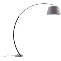 LUCANDE Båglampa Evelyna , Aluminium / grå / zink, Sovrum, Textil / tyger / siden, Modern, Golvlampa