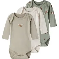 Name it Bodies l/ä - Noos - NbmBody - 3-pack - Shadow/Hvit/Alumi - - 74 - Body L/Ä
