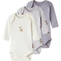 Name it Bodies l/ä - Noos - NbfBody - 3-pack - Lilac Marble/W/Je - - 3 år (98) - Body L/Ä