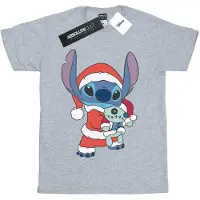 Disney Girls Lilo And Stitch Stitch Christmas Cotton T-Shirt (Sports Grey)