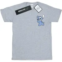 Disney Girls Lilo And Stitch Stitch Backside Breast Print Cotton T-Shirt (Sports Grey)