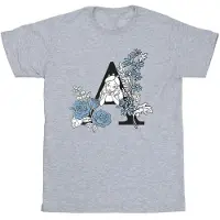 Disney Girls Alice In Wonderland Letter A Cotton T-Shirt (Sports Grey)