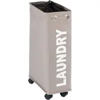 SmartaSaker Smal tvättkorg på hjul, Laundry, Ljusgrå