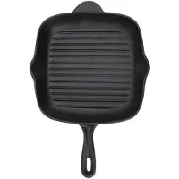 Cosy Homes Gjutjärnsgrillpanna Stor Kapacitet Dubbelt Utlopp Fyrkantig Biff Baconpanna för Hem Camping Panik 28CM