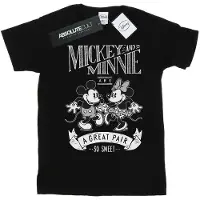 Disney Girls Mickey And Minnie Mouse Great Pair Cotton T-Shirt (Black)
