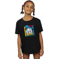 Disney Girls Donald Duck Panicked Cotton T-Shirt (Black)