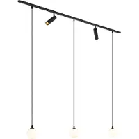 QAZQA Modernt skensystem svart med 2 spotlights och 3 hänglampor 1-fas - Slimline Uzzy Eira