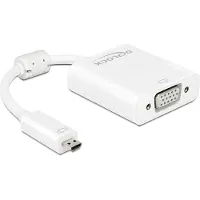DeLOCK Adapter HDMI Micro-D male > VGA female with Audio - VGA-adapter - 19 pin micro HDMI Type D (hane) till HD-15 (VGA), mini-phone stereo 3.5 mm, Mikro-USB typ B (endast ström) (hona) - 17 cm - vit