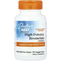 Doctors Best , Högpotent Bromelain, 3 000 GDU, 500 mg, 90 vegetabiliska kapslar