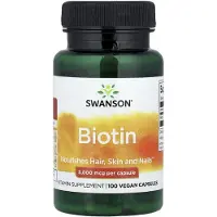 Swanson Health , Biotin, 5 000 mcg, 100 Kapslar