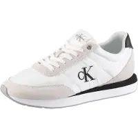 Calvin Klein Låg sneaker 'Essential Retro Mixed Texture' svart / vit