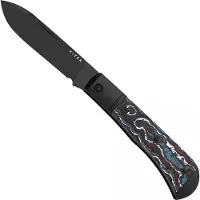 Kizer Cutlery Trestle D Ki3760A1 Matt DLC Ultra S90V, Black Aluminum &amp; 'Snow Fire' Fat Carbon, pocket knife, Azo design