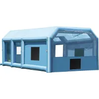 Vevor uppblåsbar lackbox, 26,2 x 14,8 x 9,8 fot uppblåsbar sprutbox, med 950W+750W kraftfulla blåsare och luftfiltersystem, bärbar billackbox för liten lastbil, stor motorcykel, medelstor SU