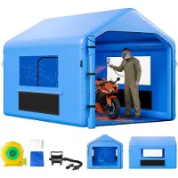 Vevor Uppblåsbar Målningsbox, 4 x 3 x 2,8 m, Uppblåsbar Sprutbox med 750W Kraftfull Blåsmaskin och Luftfiltersystem, Triangulärt Tak, För Målning Av Cyklar, Motorcyklar, Bilar, Plåt