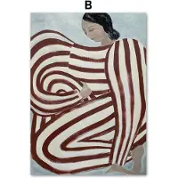 Angus Art Painting Studio Sofia Lind Randig Pyjamas Kvinna Geometri Löv Väggkonsttryck Nordisk affisch Dukmålning Retrobilder För Vardagsrumsinredning 70x100cm No Framed