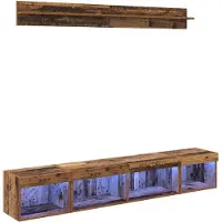 vidaXL TV väggskåp set med led 5 pcs Gammalt trä Konstruerat trä